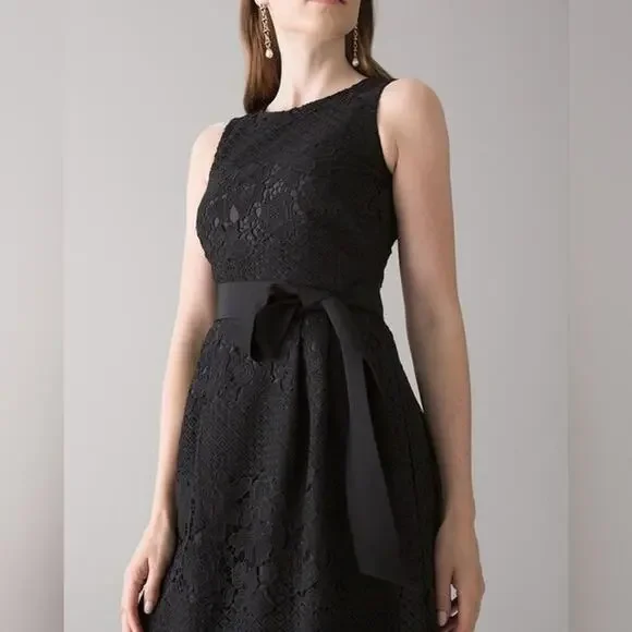 White House Black Market fit and flare black lace dress size 12 - Picture 4 of 8